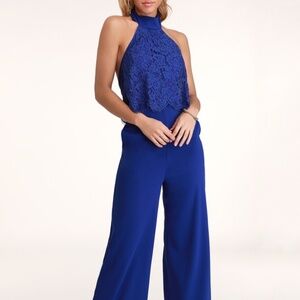 Lulus Bethanie Lace Halter Jumpsuit
